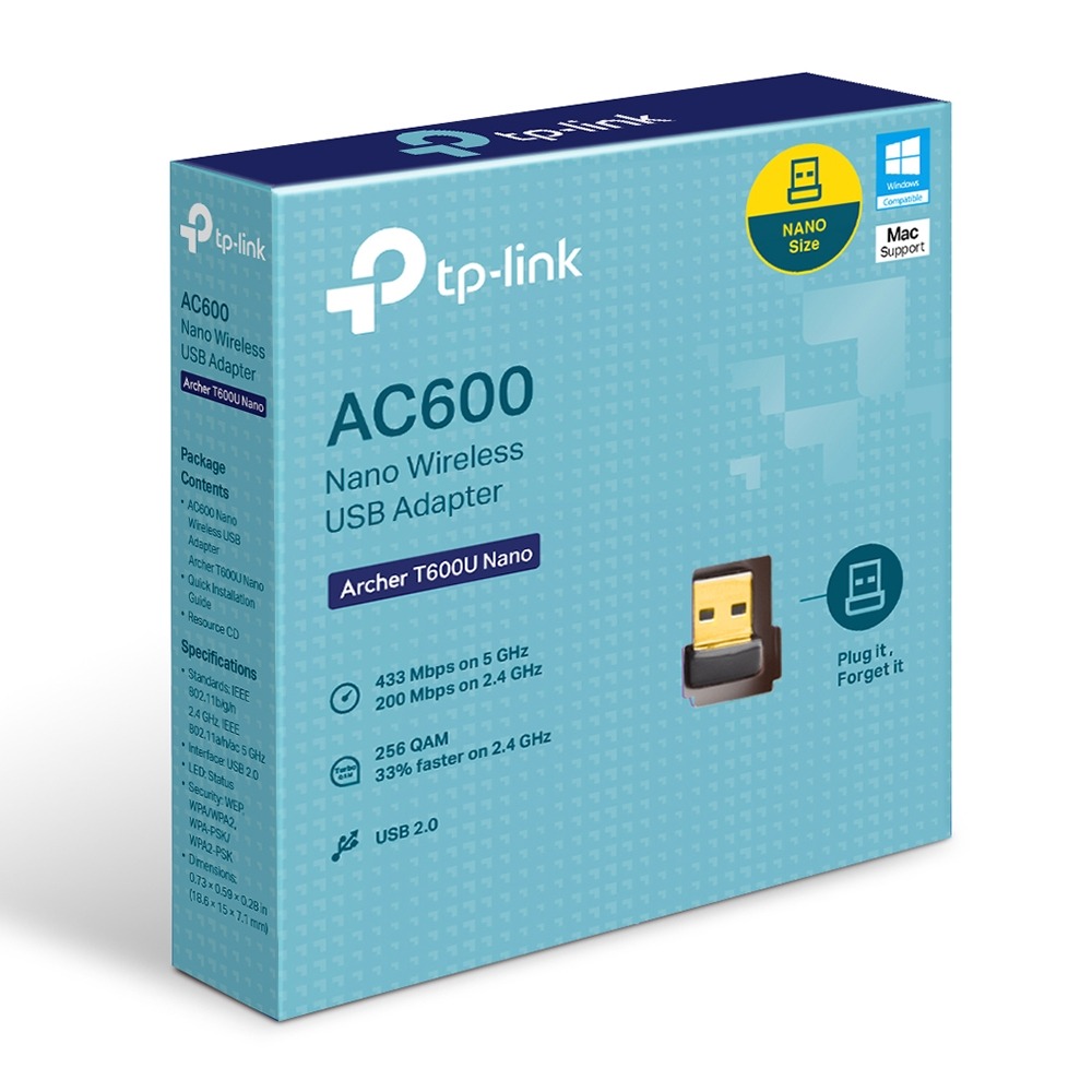 TP-Link Archer T600U Nano AC600 Dual-Band Wireless USB Adapter, Archer T600U Nano